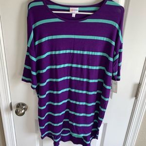 NWT LuLaRoe Purple Striped Irma Tunic Top, Size XS (2-4)